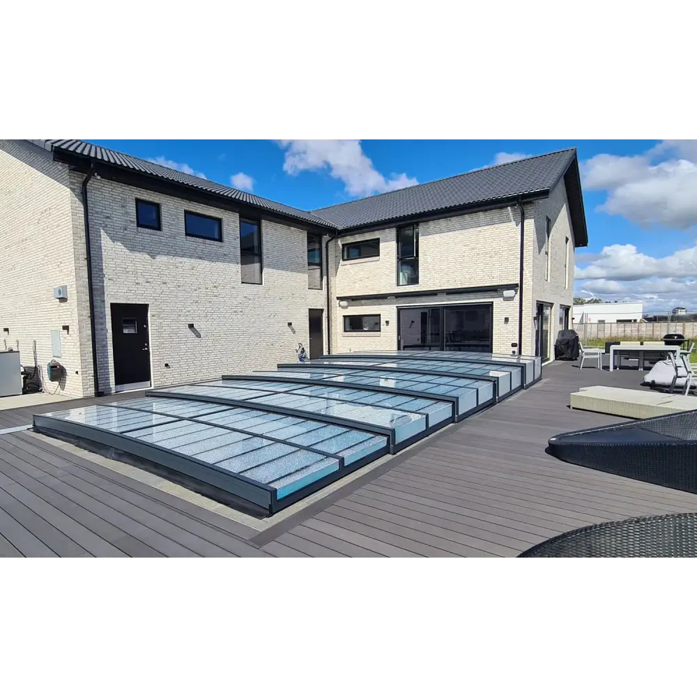 Modern Pooltak ICON 5x10 med klarplast antracit ram