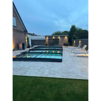 Modern Pooltak ICON KIT S1 med klarglas, sidodörr och antracitram