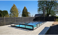 Pooltak Icon Kit för modern glashägnad med transparent lock och svart ram