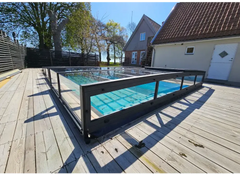 Pooltak Icon Kit med svart ram och genomskinliga glas för inomhuspool