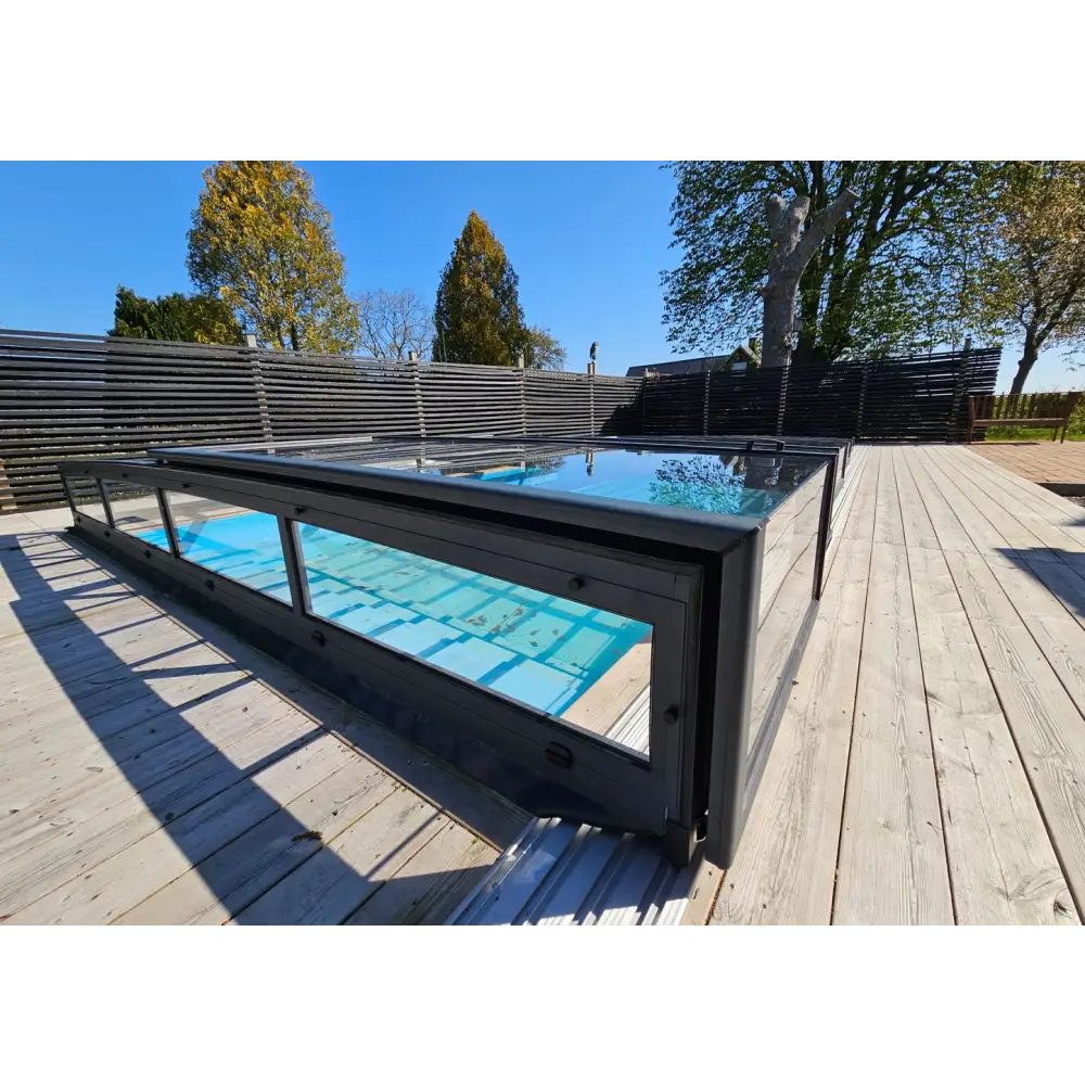 Modern Pooltak ICON KIT S3 med klarglas och antracit ram