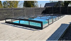 Svart ramat glastak för pool med Pooltak Icon Kit