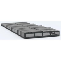 Modulära svarta ramade glasroofpaneler i geometriskt mönster, Pooltak ICON KIT S3 4×9 klarglas antracit