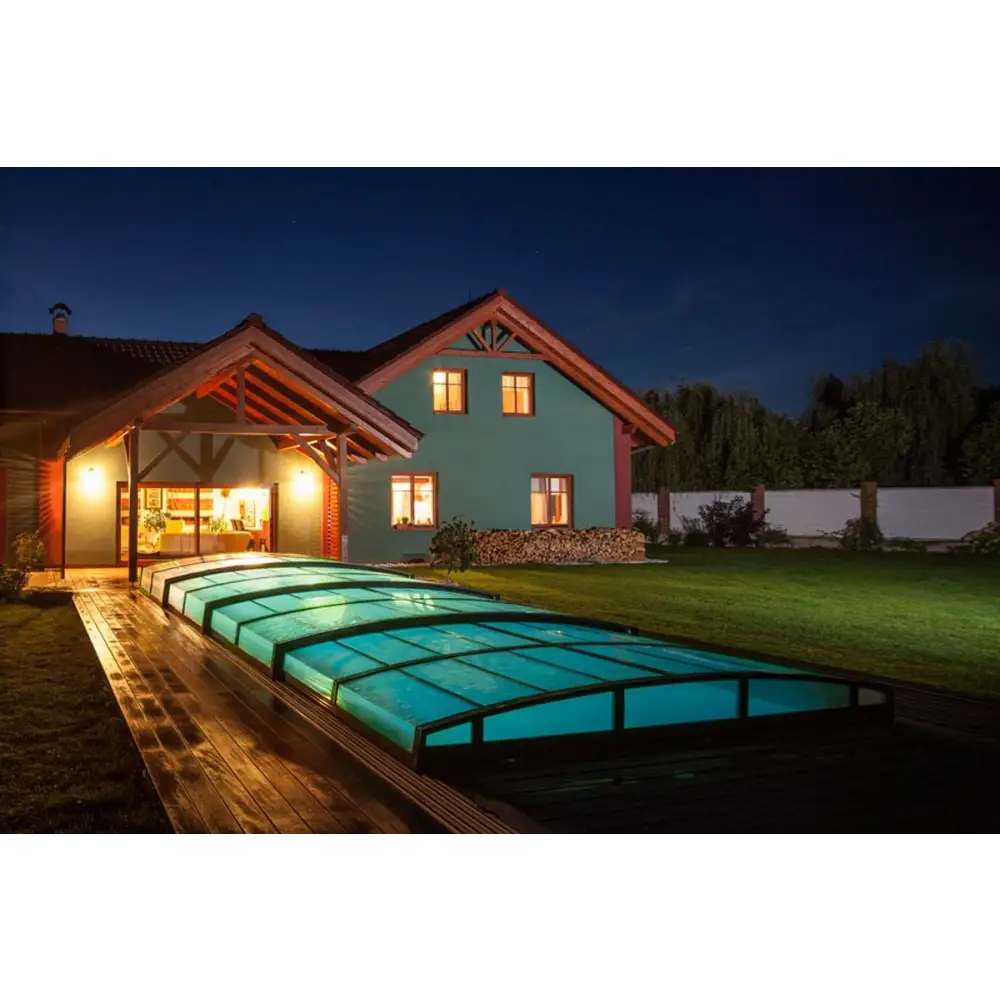 Pooltak Infinity 3×6 klarplast med extra starka profiler i blå design