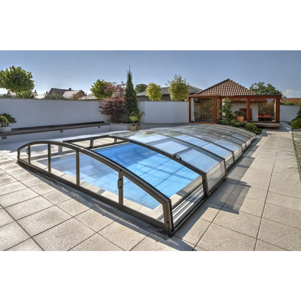 Pooltak Infinity 3×6 klarplast med extra starka profiler i svart ram