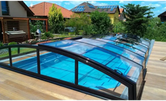Pooltak Infinity med extra starka profiler, svart ram och kurvade paneler