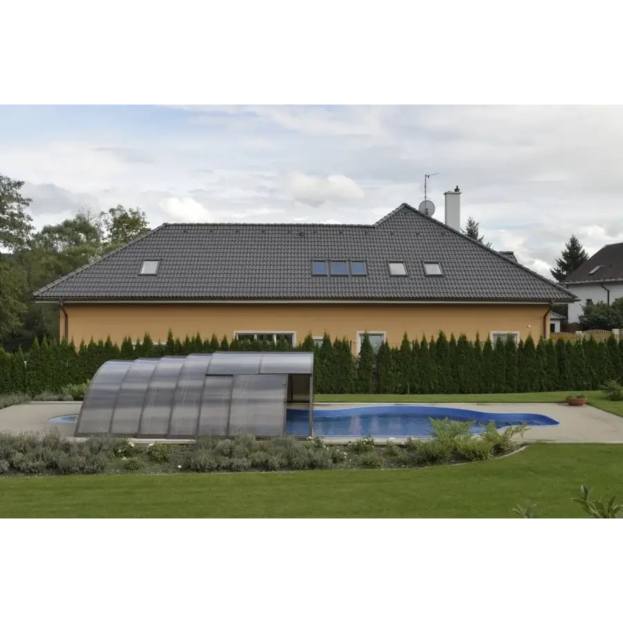 Pooltak Klasik 5×10 med klar kanalplast och extra starka profiler