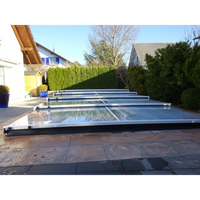 Modern glass roof with silver framing for patio, Pooltak Mästare PLUS 4x8