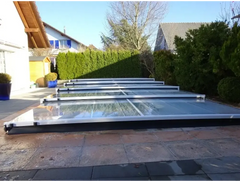 Pooltak Mästare Plus med silverram och stegat glastak 6x12
