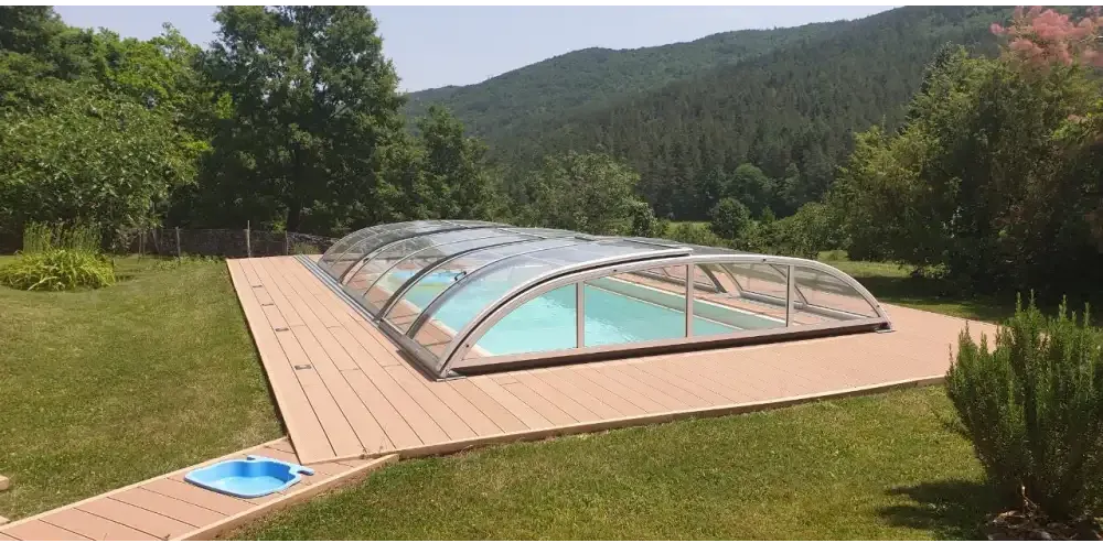 Pooltak NIVO KIT 1060B 4×10 med klarglas och sidodörr för pooler