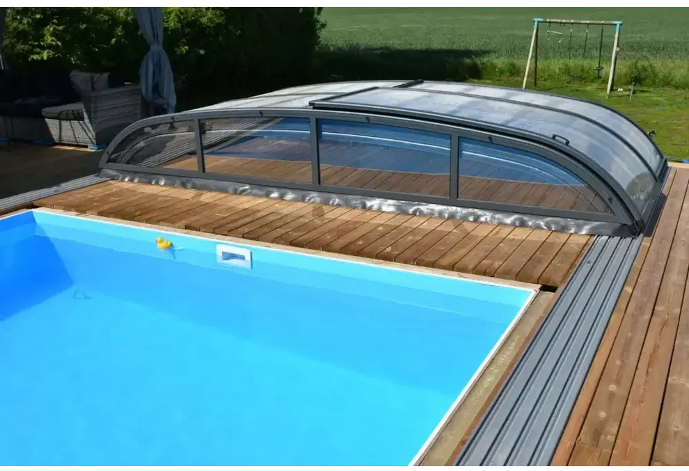 Bågad pooltäckning Pooltak Nivo Kit 1060B med glas tak över pool