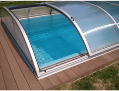 Pooltak NIVO KIT 1075WC silvrig bågad glaspanel med sidodörr
