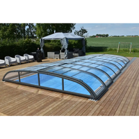 Moderat pooltak NIVO KIT 650B 3x6 med klarglas och sidodörr för pool