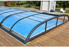 Modern Pooltak Nivo Kit 650B med svarta ramar och transparenta paneler