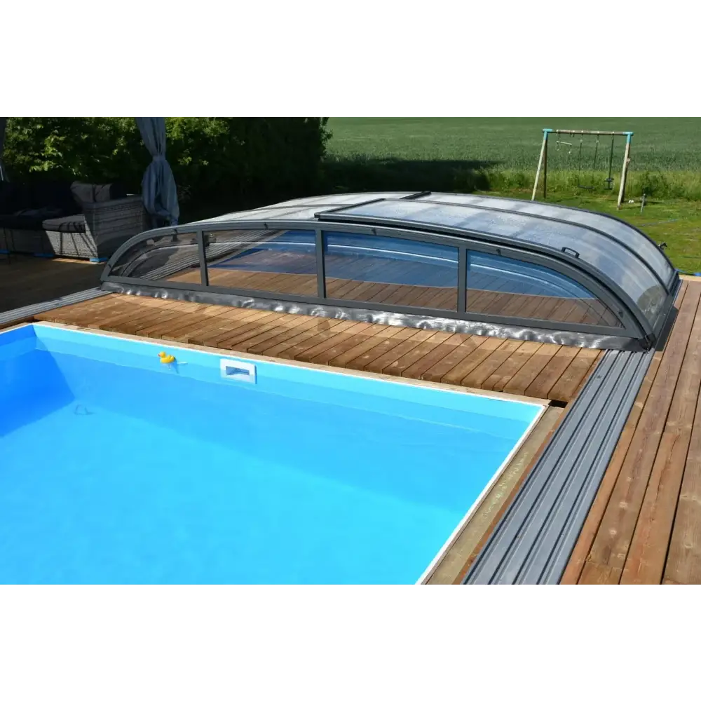 Pooltak NIVO KIT 860B 4×8 med klarglas, sidodörr och starka aluminiumprofiler