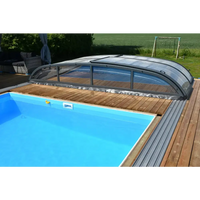 Curved transparent glass pool cover Pooltak NIVO KIT 860ms wide