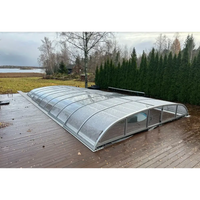 Silver-framed transparent curved pooltak 4x8 med modern design