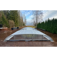 Silvraramerat pooltak 4x8 NIVO KIT A med klarglas och frontdörr på trädäck