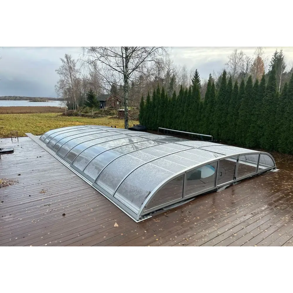 Silvrad transparent pooltak 3x6 NIVO KIT med modern design och klarglas