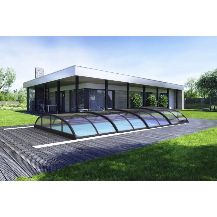 Modern Pooltak Smart 4×8 (Antracit) med klar kanalplast och box smart 4x8