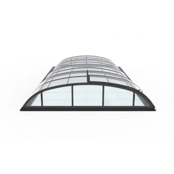 Curved glass roof with black metal frame on Pooltak Smart 4×8 Antracit