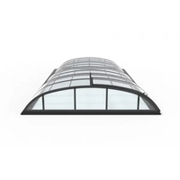 Curved glass roof with black metal frame on Pooltak Smart 4×8 Antracit