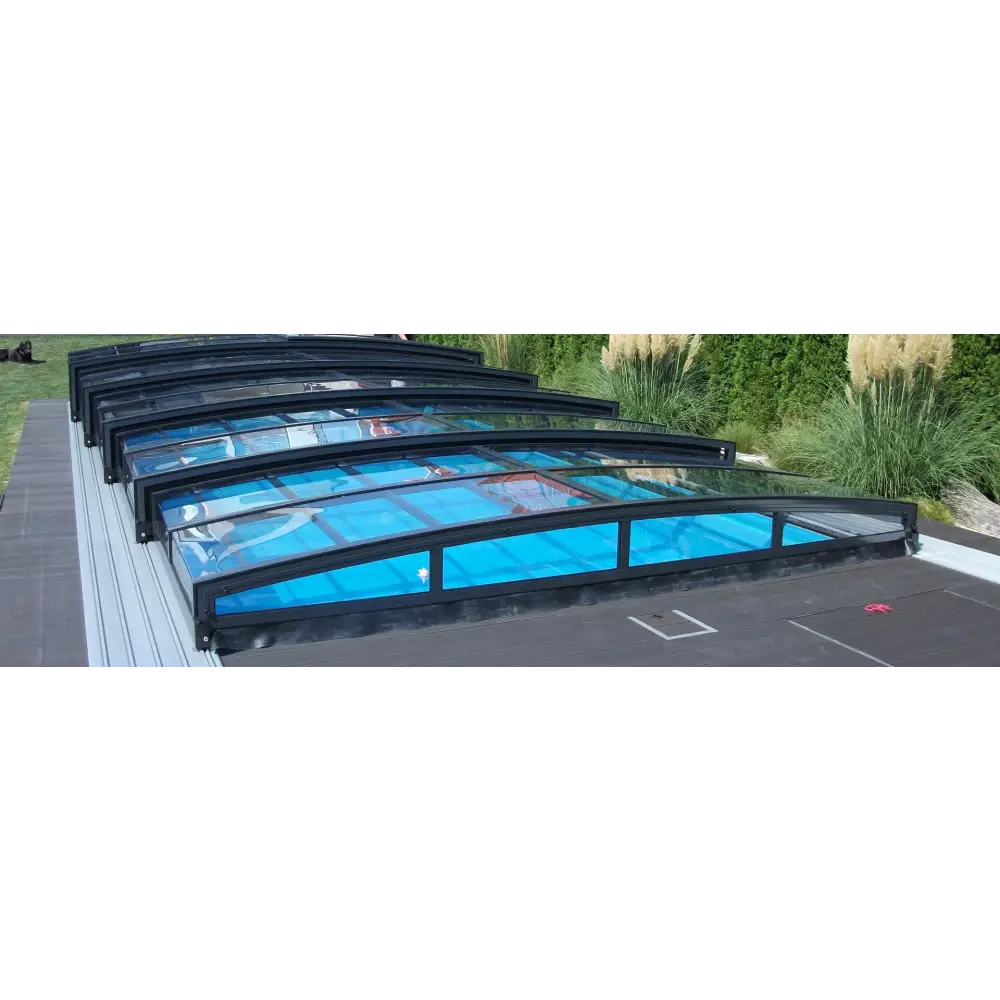 Pooltak Special 3x6 med antracit ram och klarplastpaneler