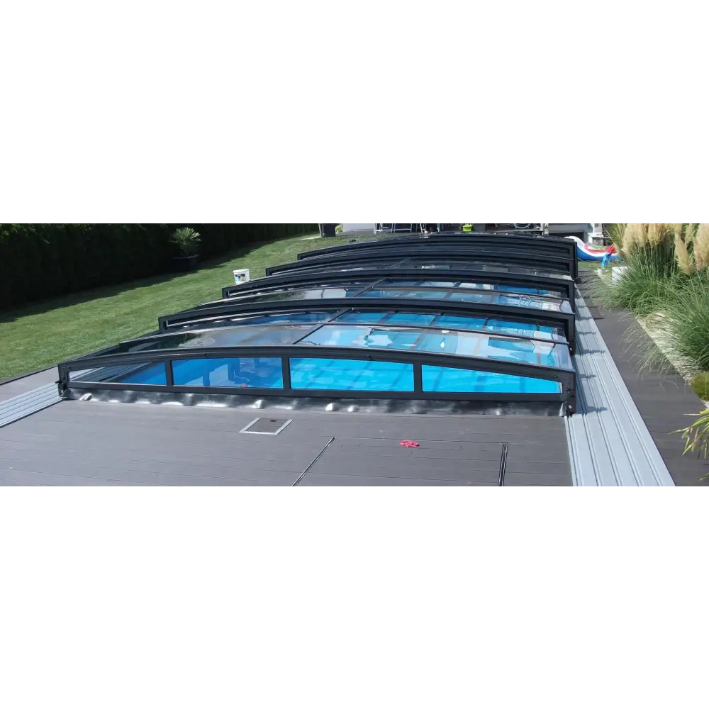 Pooltak Special 5x10 antracit med klarplast och sidodörr