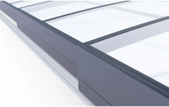 Modern grå aluminiumramad pooltak Sydney med enkelskena antracit