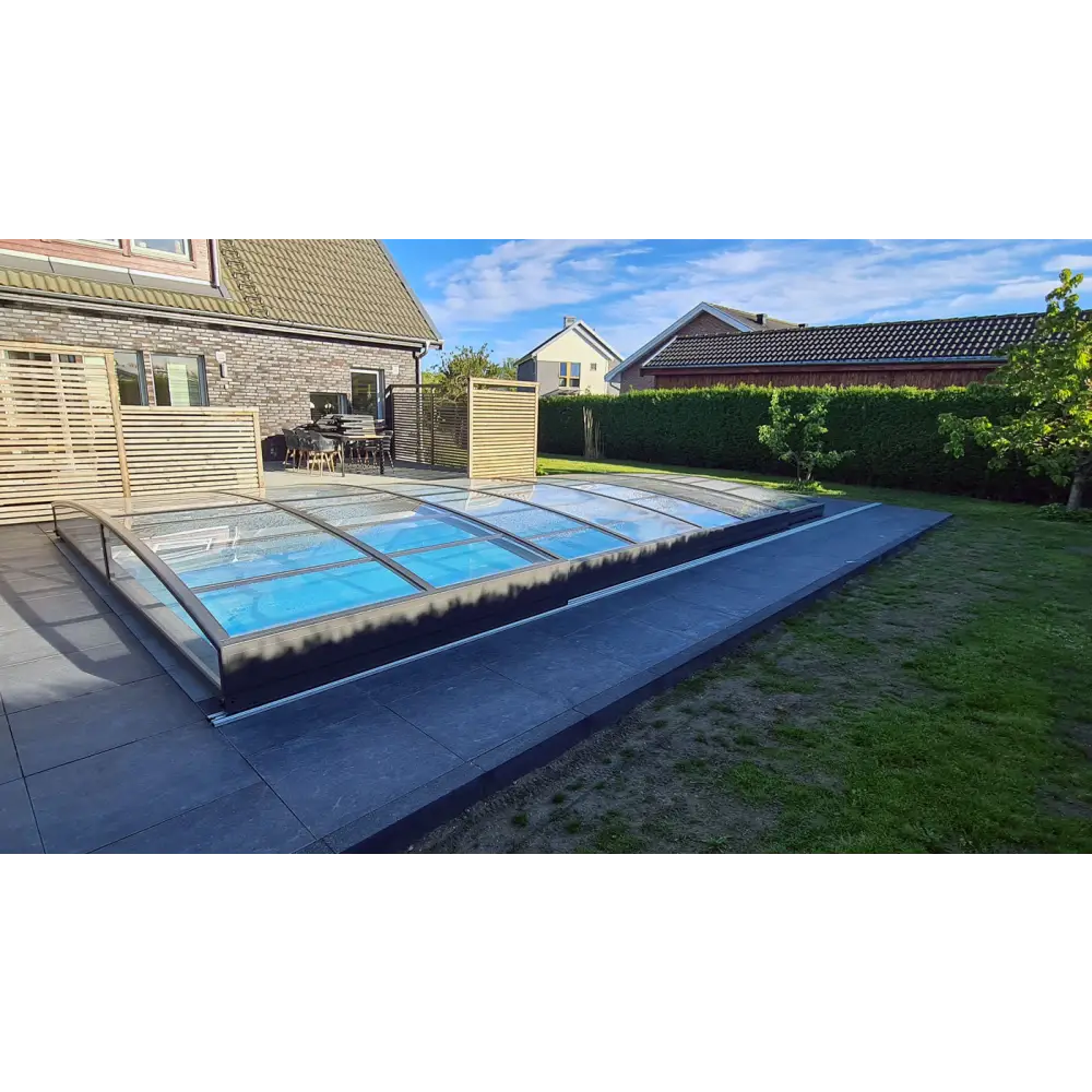 Modern Pooltak Sydney 3×5 pooltak med enkelskena i antracit, ena sidan design