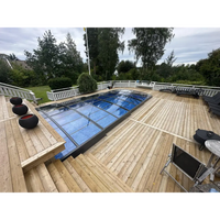 Transparent Pooltak Sydney 3x5 med antracitram över blå pool