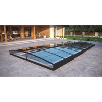 Modern Pooltak Sydney 3×6 pooltak med enkelskena i antracit, svart ram och genomskinliga paneler