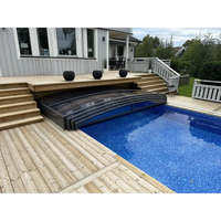 Ultra lågt Pooltak Sydney 4×8 antracit med svart ram och kurvat glas