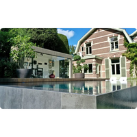 Modern Ovanmark PP pool med infinitykant, 20 mm skimmer och blå vatten