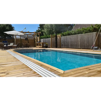 Exklusiv 12mm PP pool 3x6x1,5 m med klarblått vatten och träram