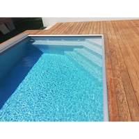 Pooltime Exklusiv 12mm PP pool 4x12x1,5 m med klarblått vatten och trädäcksbord