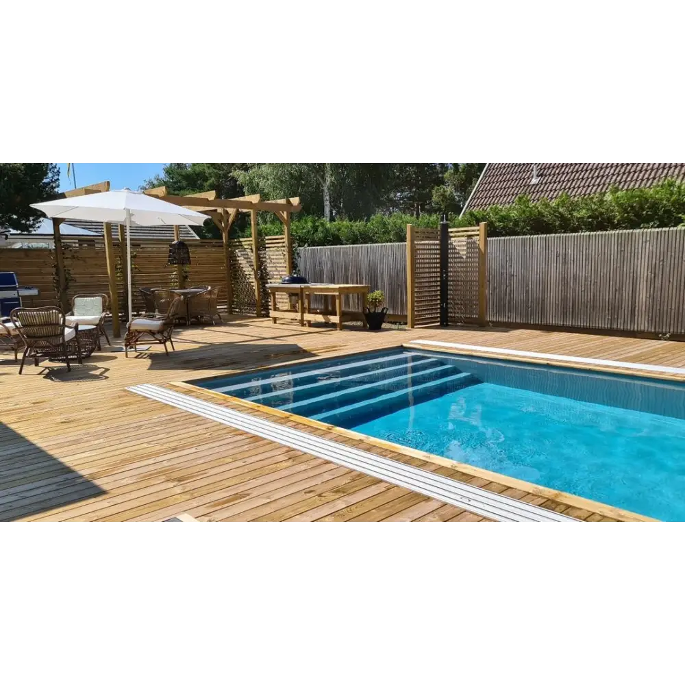 Pooltime Exklusiv 12mm PP pool med stabil genomfärgad design, 4x8x1,5 m