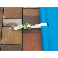 Vit webbrem med grön och silver spännanordning för blå pool inkl handenhet