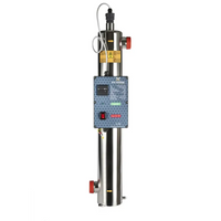 Rostfri Easy-UV 2.0 desinfektion: Rostfri cylindrisk vattenrenare med blå panel för pool