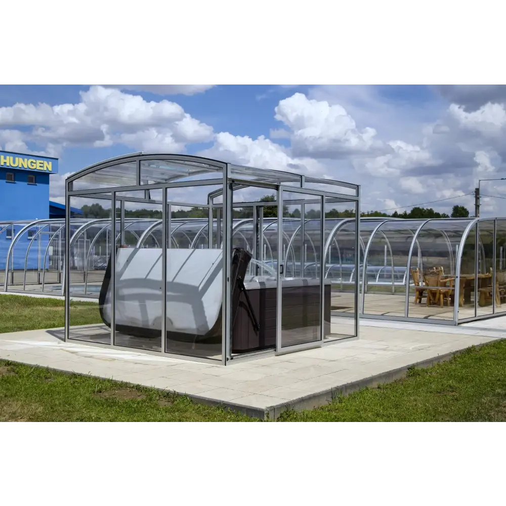 Spatak Luminosa: Silverramad glasbubbla med vit och mörkgrå spa