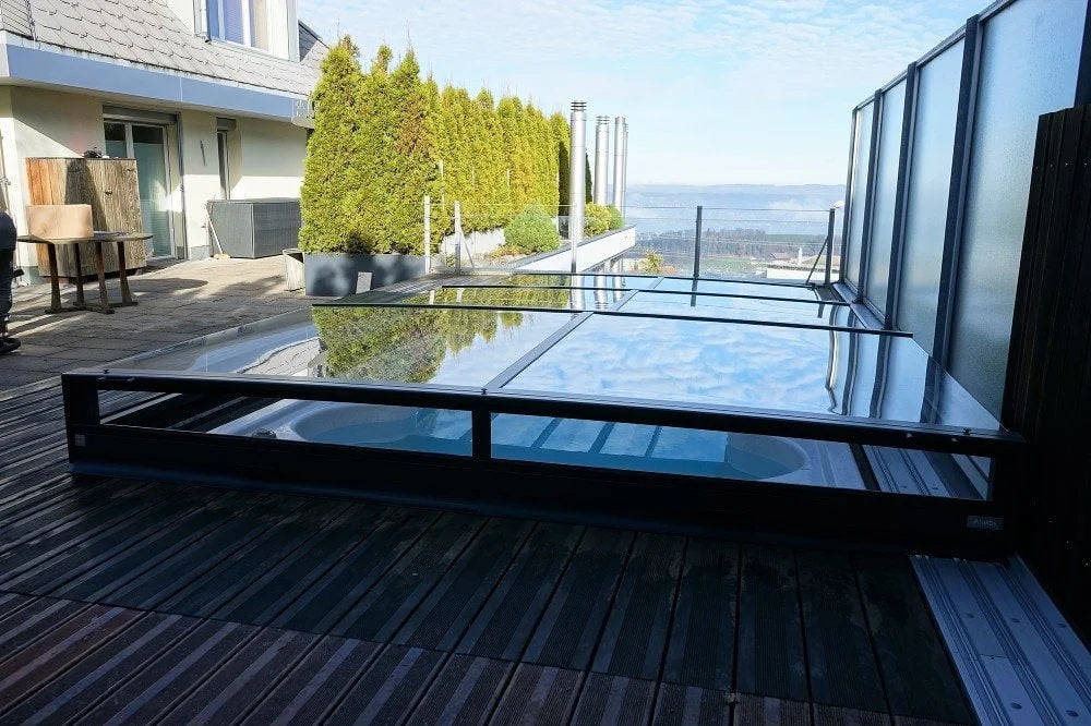 Pooltak Mästare PLUS 5×10 enkelskena, 6mm klarplast