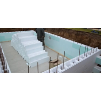 Vit skumisolering i trappform vid Thermopool Standard med blå mosaik