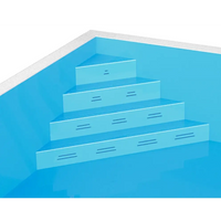 Blå pooltrappa med räfflor och vit kant i ThermoPP Poolpaket QBig