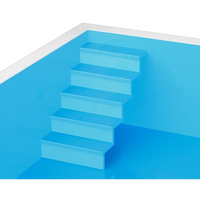 Blå pooltrappa i ThermoPP Poolpaket QBig Overflow 3×5 med släta steg