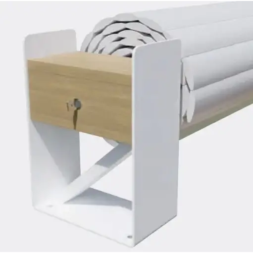 Vit top one ovanmark bracket med träpanel och metallram