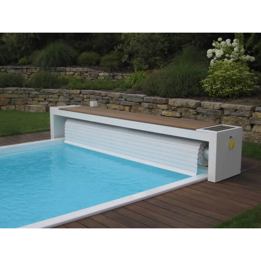 Topmoov ovanmark vit brun pooltäck med 60x14mm lameller