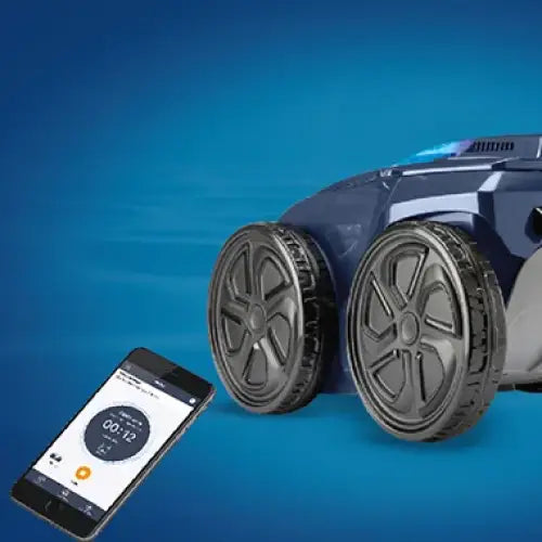 Djupblå robot poolrengörare med konstant cyklonal aspiration
