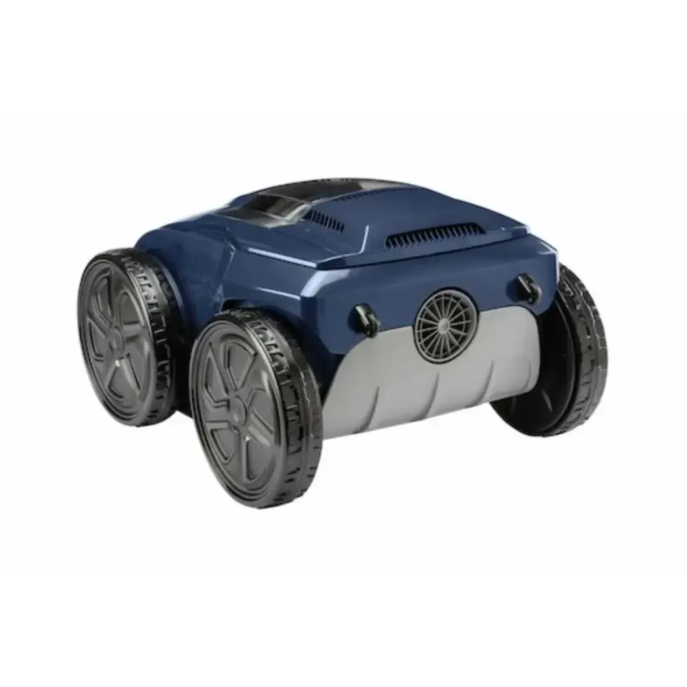 Zodiac Alpha Pool Robot R6500 iQ med blå-grå design, robusta svarta hjul och konstant cyklonal aspiration